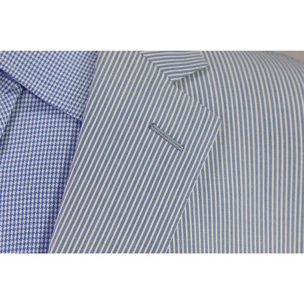Ermenegildo Zegna Su Misura Blue White Striped 150s Wool 2-Btn Blazer Jacket 46R